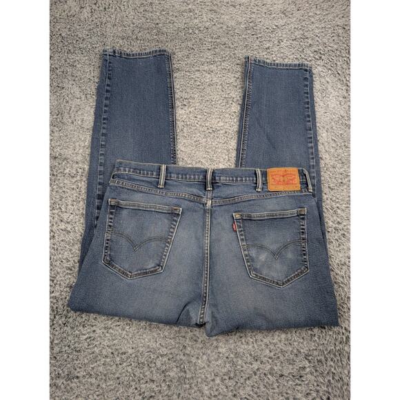 Levis 541 Jeans Mens 38X34 Blue Medium Wash Distressed Casual Straight Stretch - Picture 1 of 9